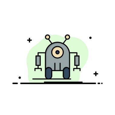 İnsan, Robotik, Robot, Teknoloji İş Logo Şablonu. Düz C