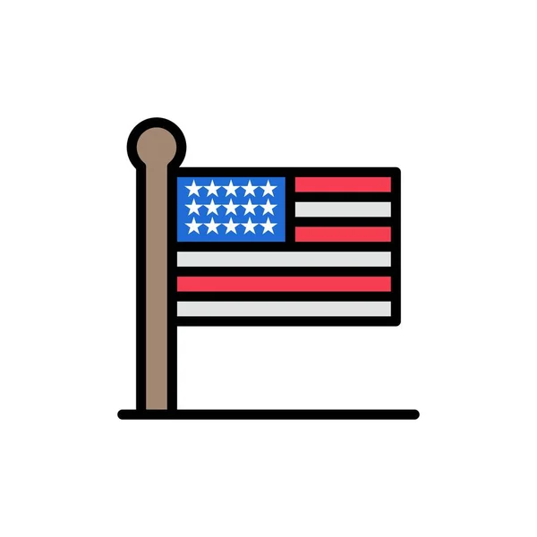 标志， 美国， 美国， 乌萨平面颜色图标.矢量图标横幅 T — 图库矢量图片