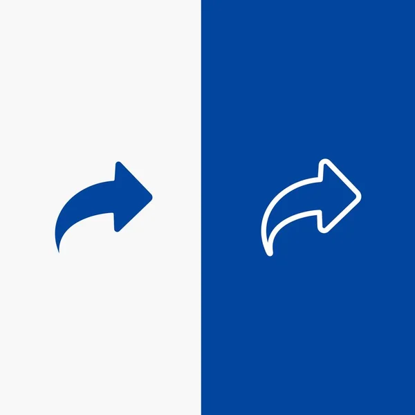 Flèche, direction, droite, ligne avant et glyphe Icône solide Bleu — Image vectorielle