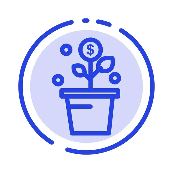 Růst, peníze, úspěch, pot, Modrý tečkovaný symbol čáry — Stockový vektor