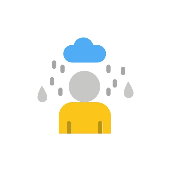 Hombre, Cloud, Rainy Flat Color Icon. Banner icono vectorial Plantilla — Archivo Imágenes Vectoriales