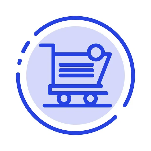 Warenkorb, Einkaufen, Versand, Artikel, Geschäft blau gepunktete Linie Linie Symbol — Stockvektor