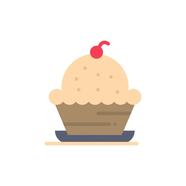 Ciasto, deser, Muffin, słodki, Święto Dziękczynienia płaski kolor ikona. Vec — Wektor stockowy