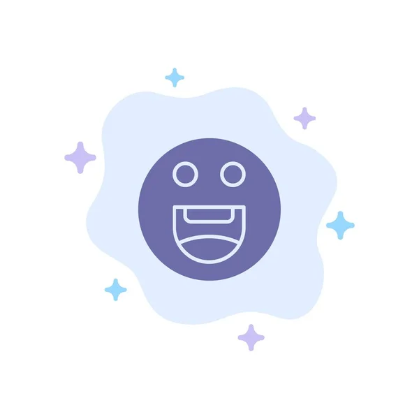 Emojis, szczęśliwy, motywacja Niebieska ikona na abstrakcyjne chmura tło — Wektor stockowy