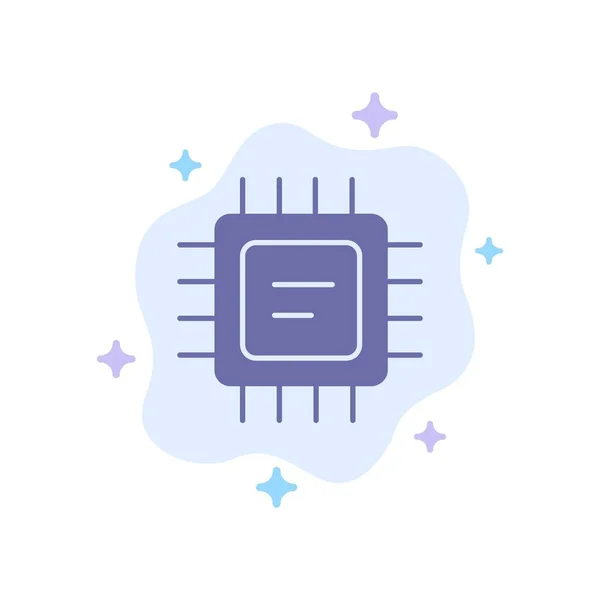 Cpu, Microchip, Procesador Icono azul sobre fondo abstracto de nube — Vector de stock