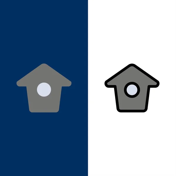 Birdhouse, Tweet, Ícones do Twitter. Conjunto de ícones planos e preenchidos em linha — Vetor de Stock