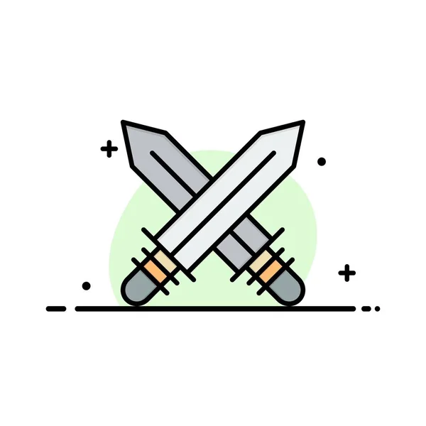 Miecz, ogrodzenia, Sport, Weapon szablon logo biznesu. Mieszkanie Colo — Wektor stockowy