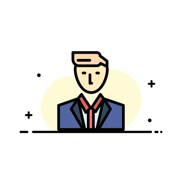 Boss, Ceo, Head, Leader, Mr Business Flat Line Filled Icon Vect — Image vectorielle