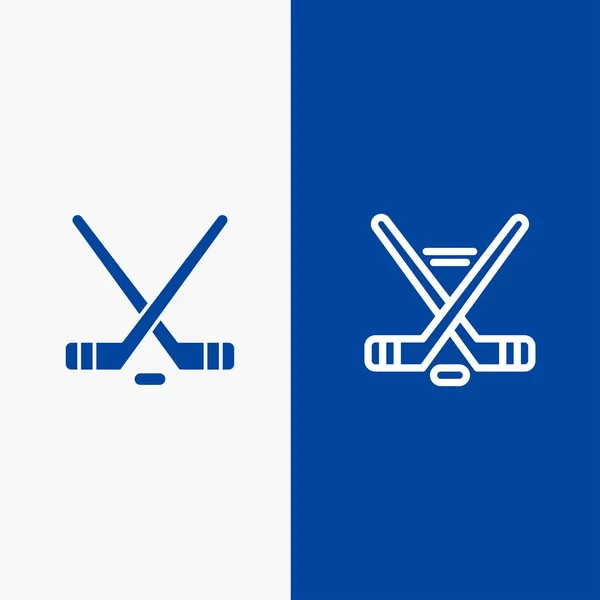 Hokey, Ice Sport, Sport, American Line and Glyph Solid icon Blue