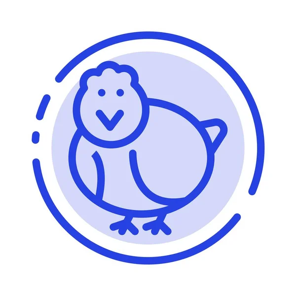 Kip, Pasen, baby, gelukkig blauw gestippelde lijn lijn pictogram — Stockvector
