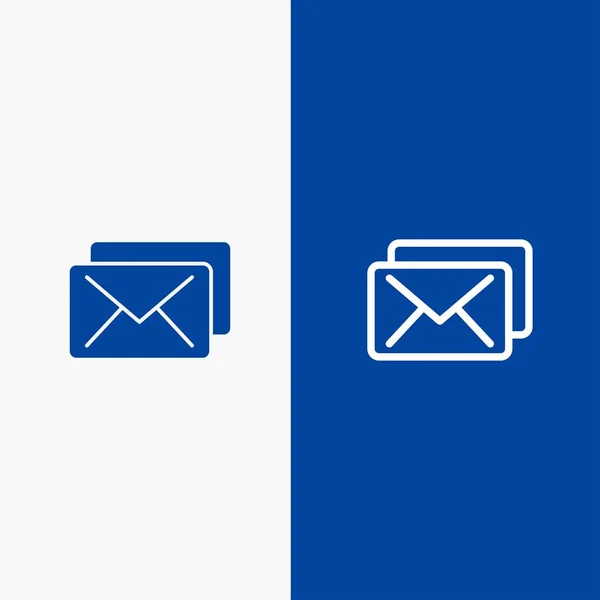 Negocio, Correo, Línea de Mensaje y Glifo Icono sólido Banner azul Li — Archivo Imágenes Vectoriales