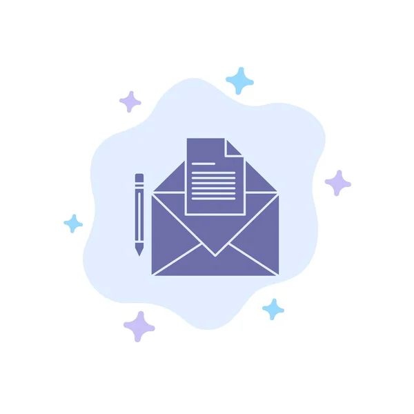 Post, Nachricht, Fax, Brief blaues Symbol auf abstraktem Wolkenhintergrund — Stockvektor
