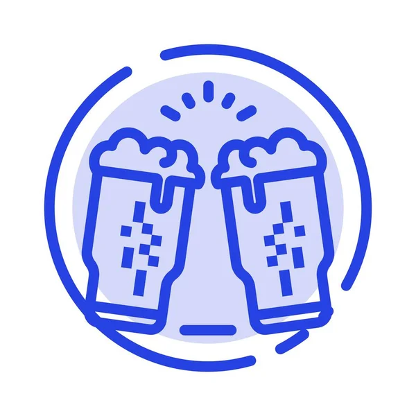 Sör, ital, bor, üveg, Írország kék pontozott vonalas vonal ikonja — Stock Vector