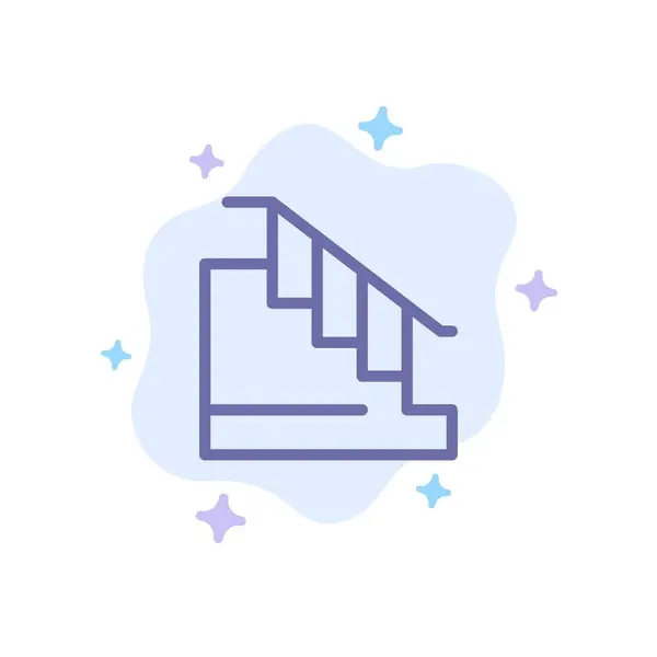 Construção, Para baixo, Casa, Ícone azul da escada na nuvem abstrata de volta —  Vetores de Stock