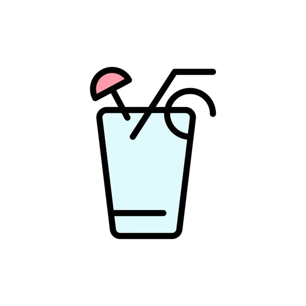 น้ําผลไม้, เครื่องดื่ม, อาหาร, ไอคอนสีแบนในฤดูใบไม้ผลิ แบนเนอร์ไอคอนเวกเตอร์ — ภาพเวกเตอร์สต็อก