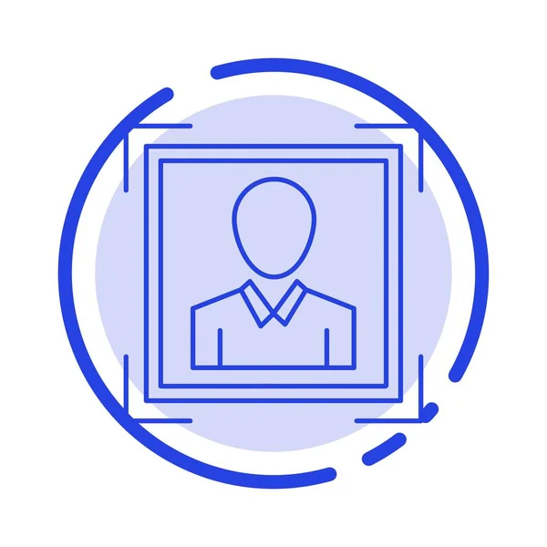 Utilisateur, ID utilisateur, Id, Image de profil Ligne pointillée bleue Icône — Image vectorielle