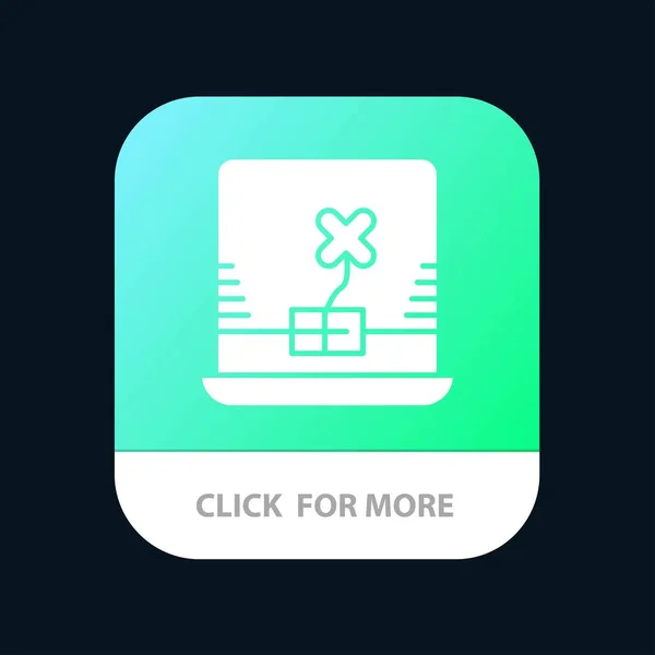 Ноутбук, компьютер, Ирландия Mobile App Button. Android и IOS Gly — стоковый вектор