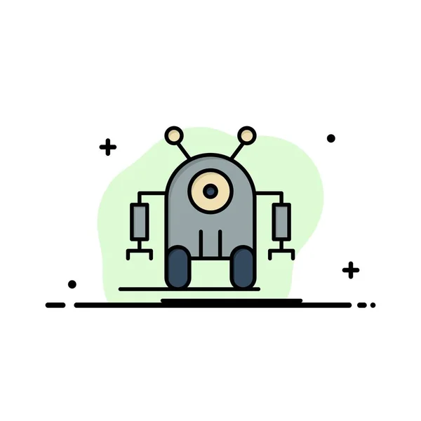 İnsan, Robotik, Robot, Teknoloji İş Logo Şablonu. Düz C — Stok Vektör