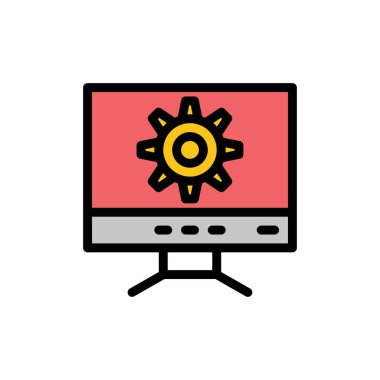 Bilgisayar, Ayar, Tasarım Düz Renk Simgesi. Vektör simgesi afiş T