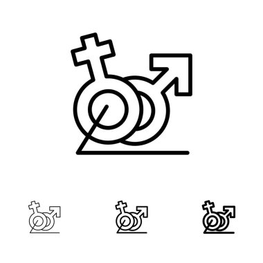 Erkek, Kadın, İşaret, Gander, Kimlik Kalın ve ince siyah çizgi simgesi