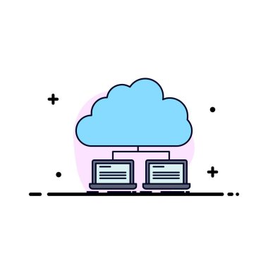 bulut, ağ, sunucu, internet, veri Düz Renk Simge Vektör