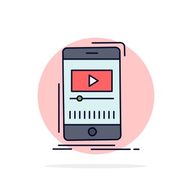 medya, müzik, oyuncu, video, mobil Düz Renk Simge Vektör