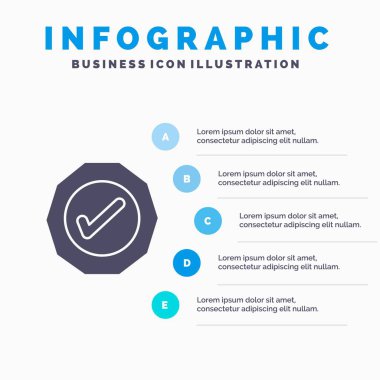 Lojistik, Ok, Başarı, Kene Katı Simge Infographics 5 Adımlar Pres