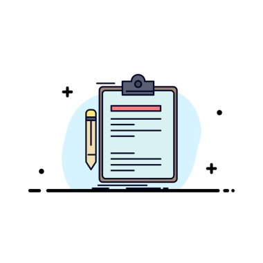 Sözleşme, çek, İş, bitti, pano Düz Renk Simge Vect