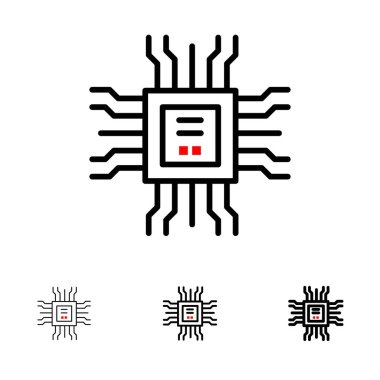 Kitap, Cpu, Öğrenme, Teknoloji Kalın ve ince siyah çizgi simgesi se