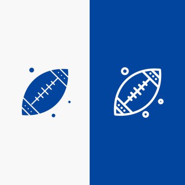 Top, Futbol, Spor, Usa Line ve Glyph Solid simgesi Mavi afiş