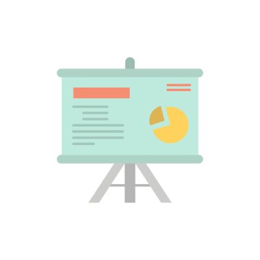 Sunum, Pano, Projektör, Grafik Düz Renk Simgesi. Vektör i