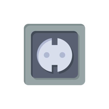 Elektrik, Enerji, Fiş, Güç Kaynağı, Soket Düz Renk Simgesi.