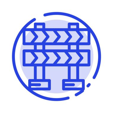 Barikat, Bariyer, İnşaat Mavi Noktalı Çizgi Simgesi