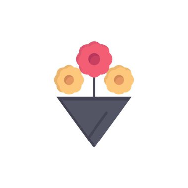 Çiçek, Hediye Düz Renk Simgesi. Vektör simgesi afiş Şablonu