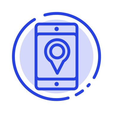 Mobil, Hücre, Harita, Konum Mavi Noktalı Çizgi Simgesi