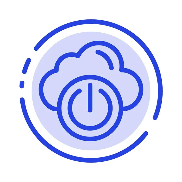 Cloud, Puissance, Réseau, Off Blue Dotted Line Icône — Image vectorielle