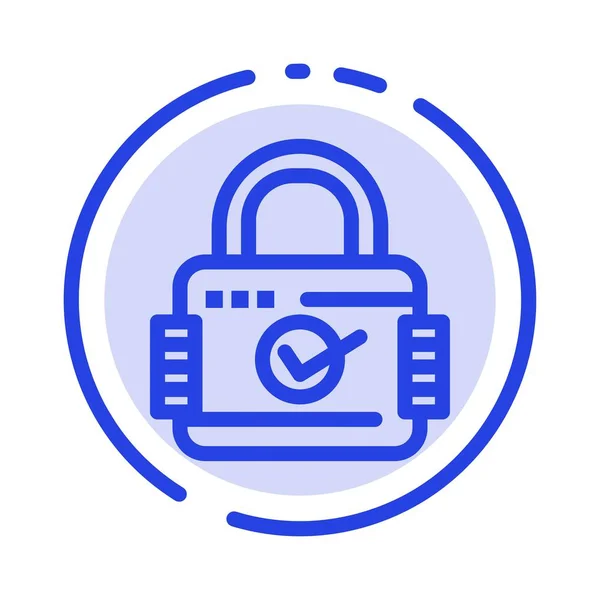 Lock, Padlock, Security, Secure Blue Dotted Line Line Icon — Stock Vector