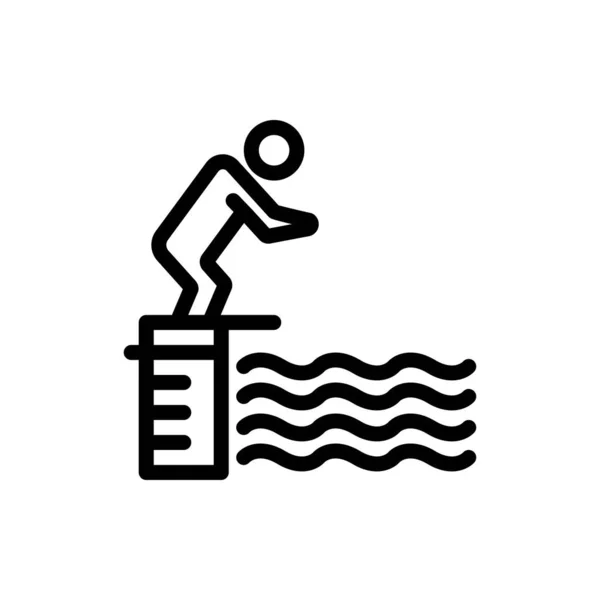 Potápění, skok, nástupiště, bazén, sportovní modrá a červená stahování a B — Stockový vektor
