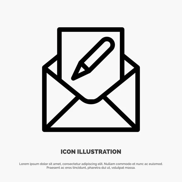 Composer, Modifier, Email, Enveloppe, Ligne postale Icône vecteur — Image vectorielle