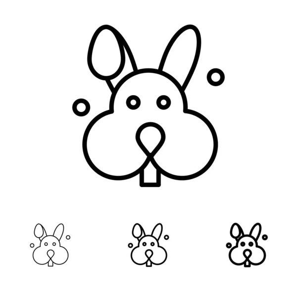 Bunny, Easter, Rabbit Bold and thin black line icon set — Stock Vector