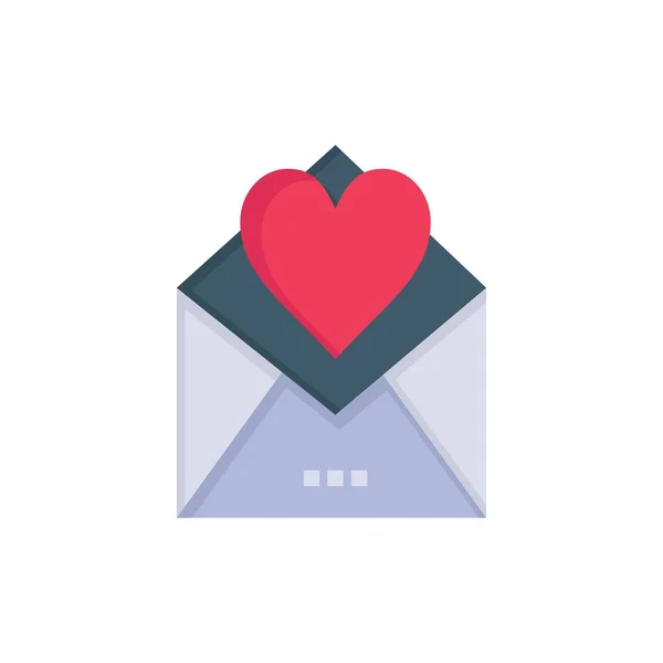 Letter, Mail, Card, Love Letter, Love  Flat Color Icon. Vector i — Stock Vector