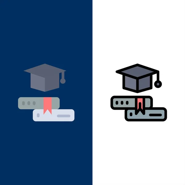 Books, Cap, Education, Graduation  Icons. Flat and Line Filled I — Stock Vector