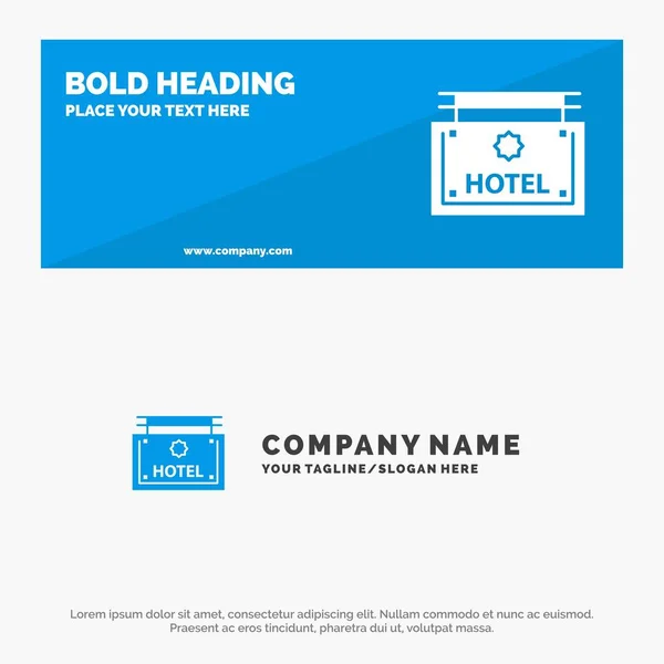 Hotel, teken, bord, richting Solid icon website banner en Busi — Stockvector