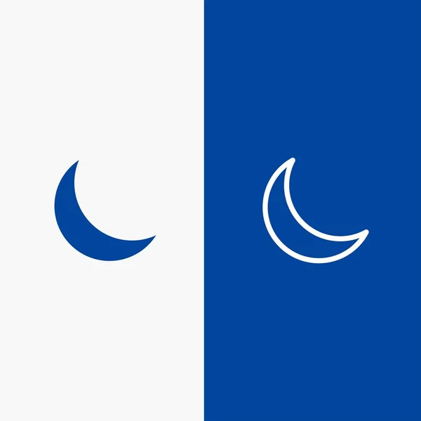 ดวงจันทร์, คืน, การนอนหลับ, สายธรรมชาติและ Glyph Solid icon Blue banne — ภาพเวกเตอร์สต็อก