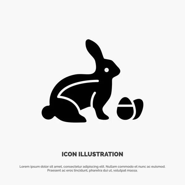 Kaninchen, Ostern, Baby, Natur Solid Glyph Icon Vektor — Stockvektor