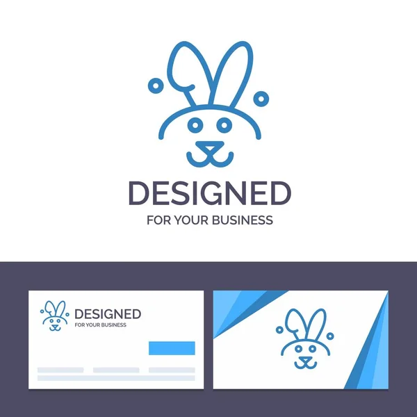Δημιουργική επαγγελματική κάρτα και πρότυπο λογότυπου λαγουδάκι, Πάσχα, κουνέλι V — Διανυσματικό Αρχείο