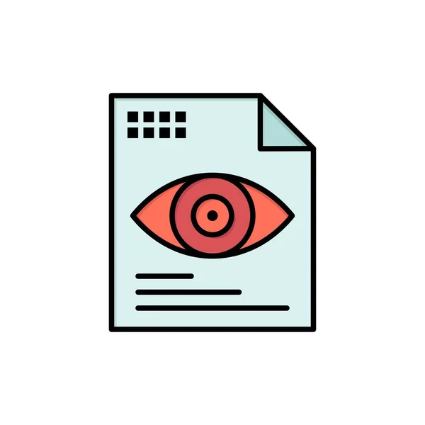 File, Text, Eye, Computing  Flat Color Icon. Vector icon banner — Stock Vector