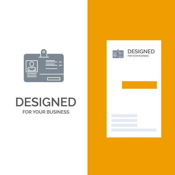 Pass, Card, Identity, Id Grey Logo Design та візитка Temp — стоковий вектор