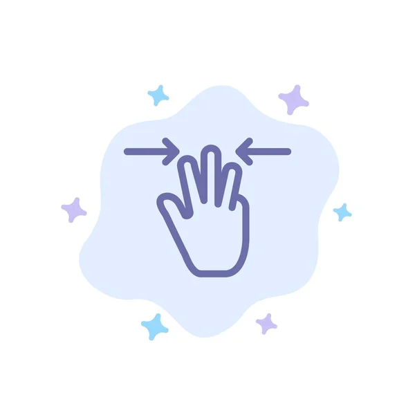 Χειρονομίες, χέρι, κινητό, τρία δάχτυλα μπλε εικονίδιο σε αφηρημένο CLOU — Διανυσματικό Αρχείο