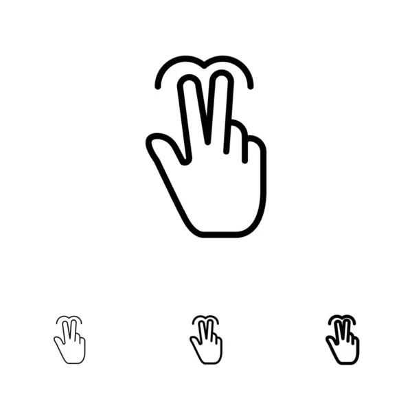 Gebaren, hand-, mobiel, touch, tabblad vet en dun zwart lijn pictogram — Stockvector